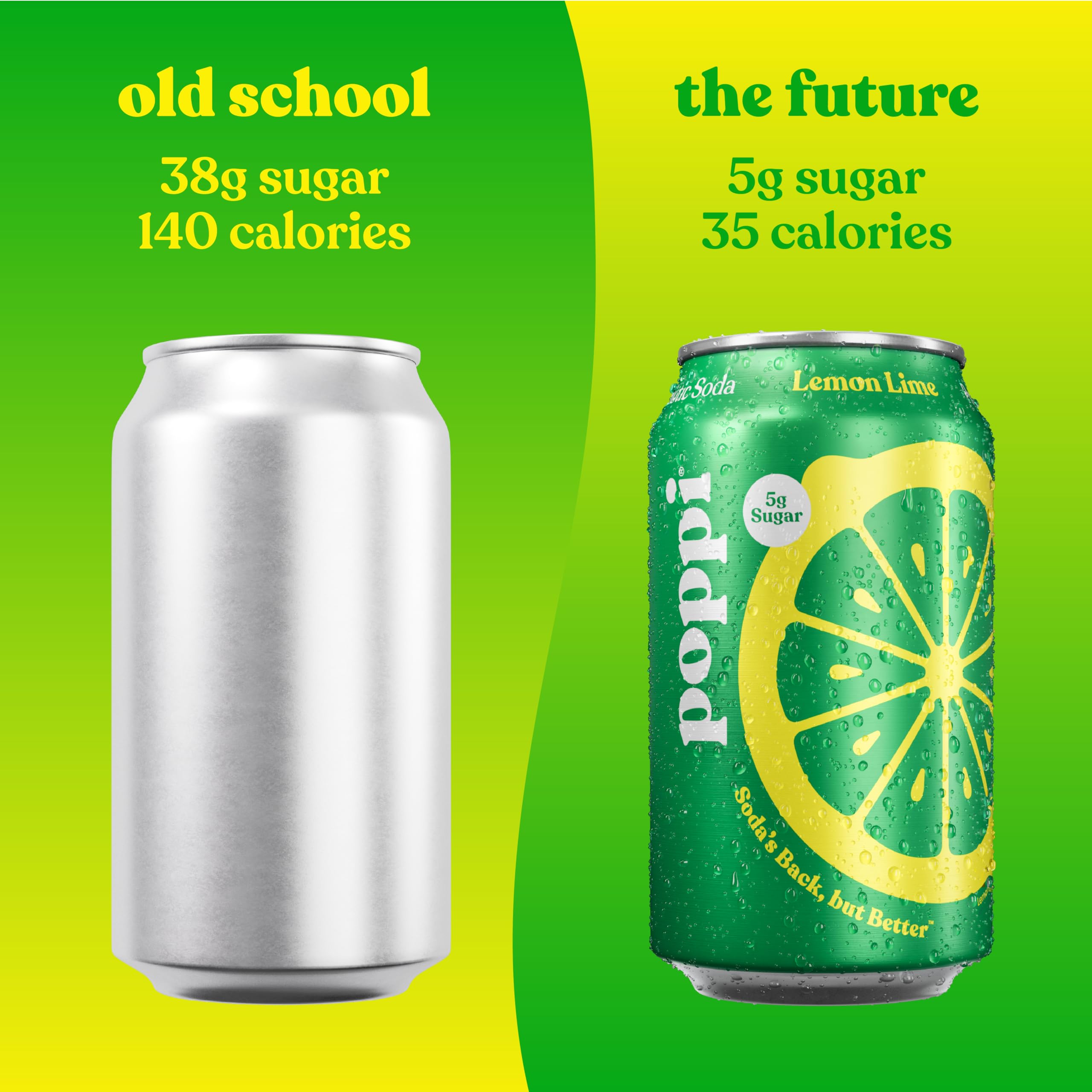 poppi can beside a hand to show 12oz scale and portable single-serve benefit