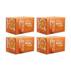 poppi front packaging orange mini cans showing 24-pack and convenience