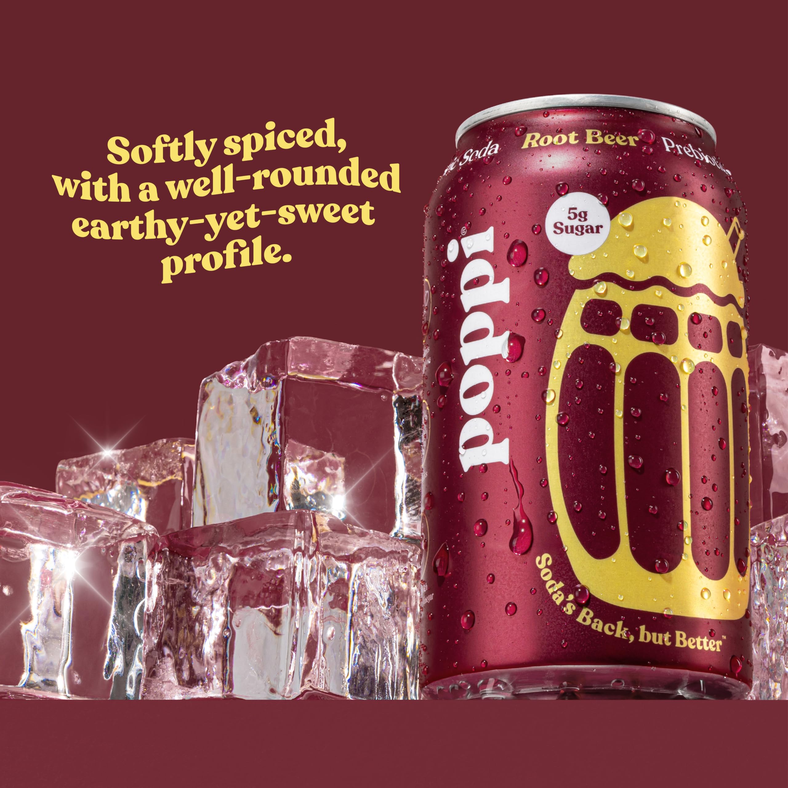 poppi root beer poured into glass with foam for refreshing look