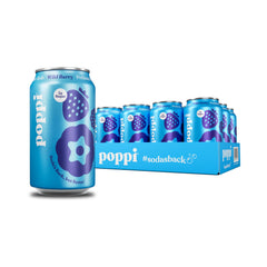 poppi front can showing Wild Berry label and refreshing look for quick identification