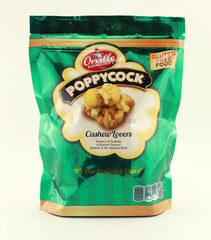 Poppycock front packaging showing pouch and cashew-focused branding for easy grab-and-go