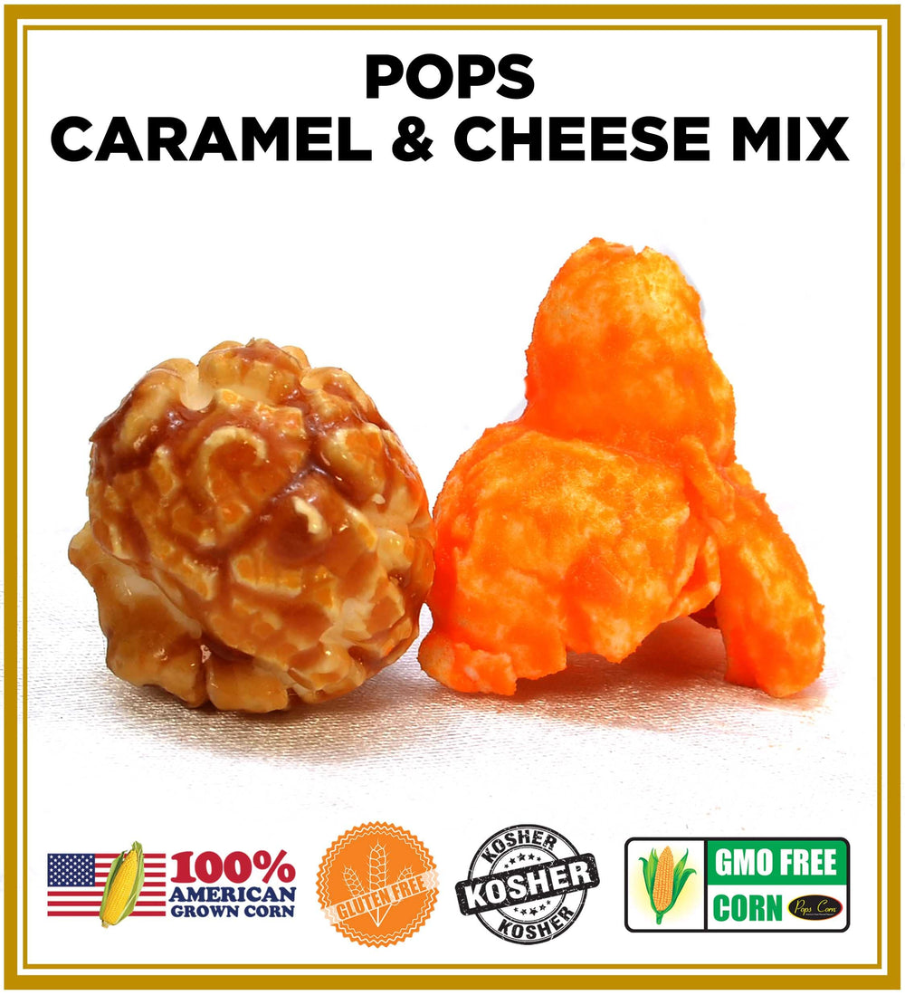 Pops Corn caramel kernel close-up showing glossy buttery coating and crunch