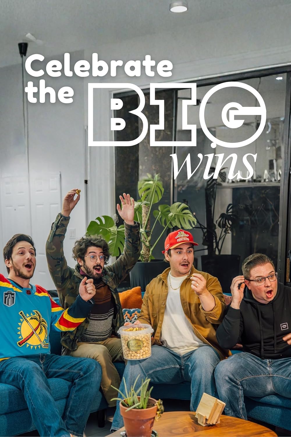 Pops Corn on a couch during movie night illustrating convenience and sharing