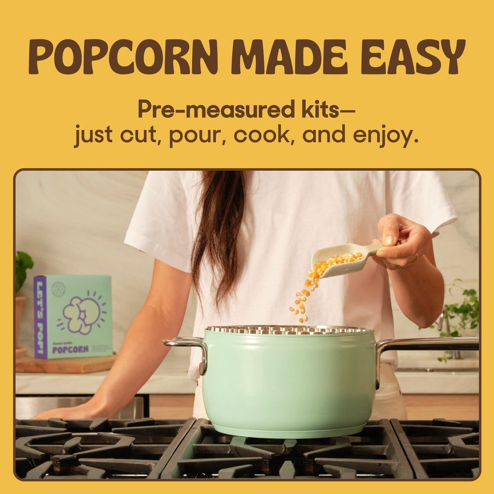 POPSMITH buttery popcorn salt shaker detail emphasizing even seasoning and better flavor