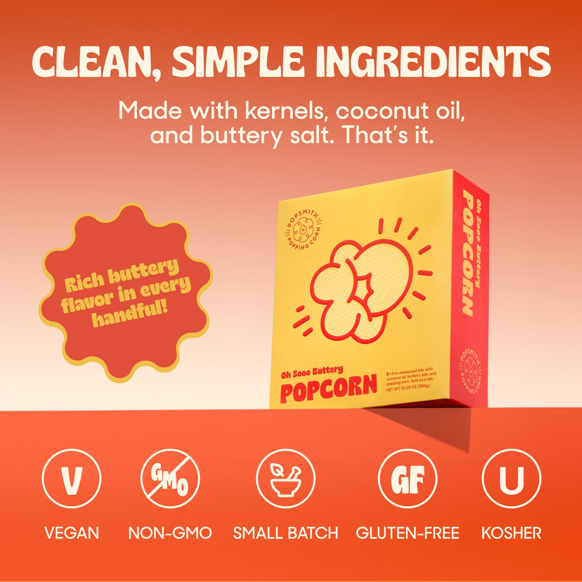 POPSMITH freshly popped popcorn in a bowl showing fluffy texture and buttery sheen