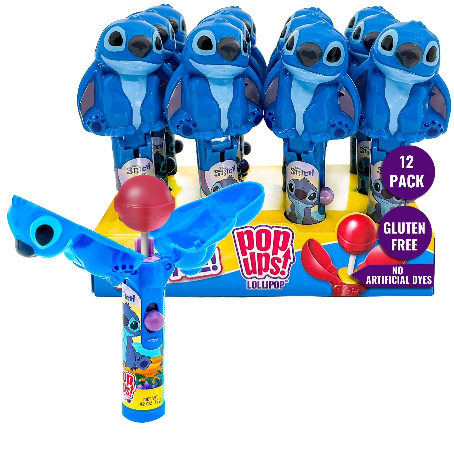 POP UPS! LOLLIPOP front packaging showing Stitch holders and 12-count convenience