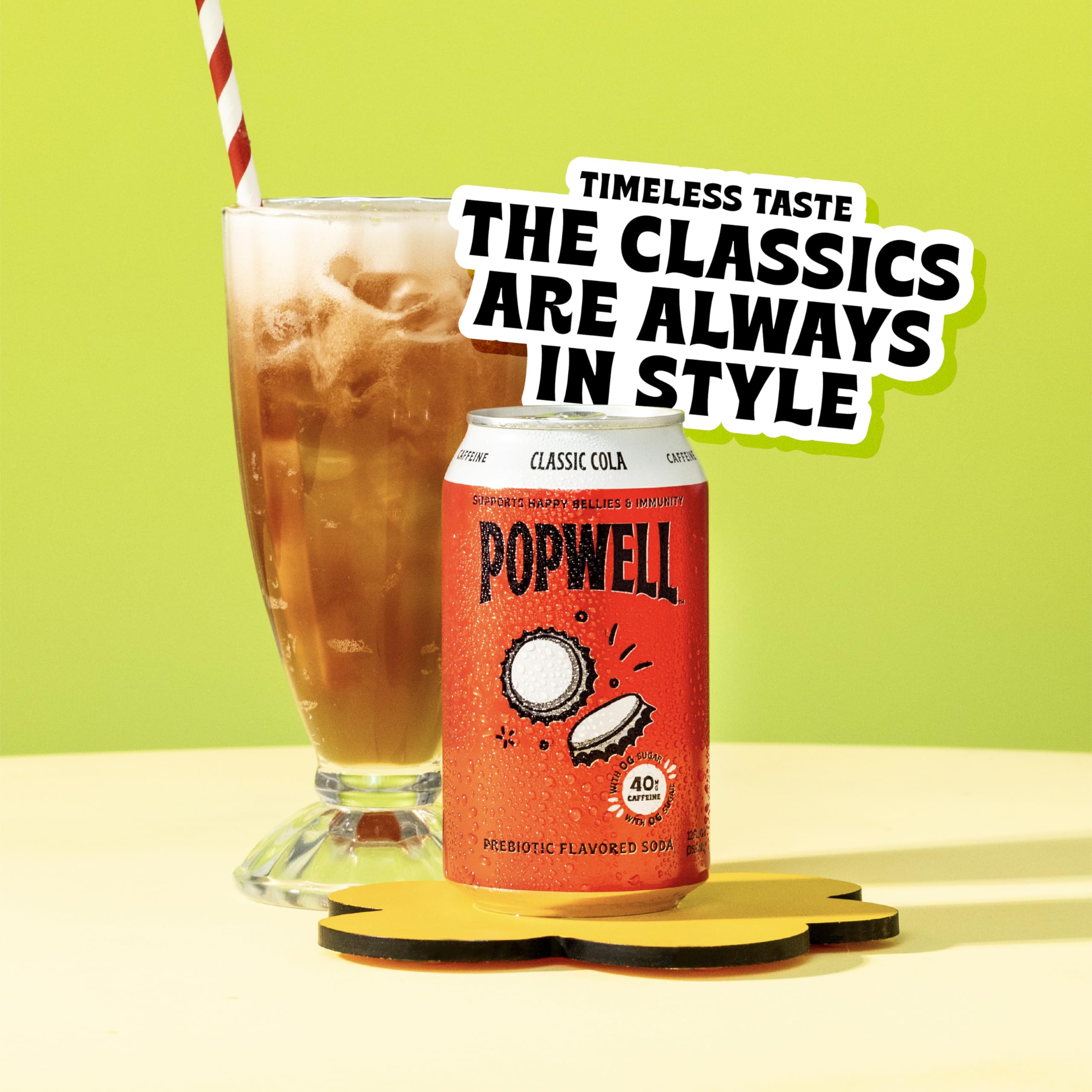 Popwell can close-up carbonation and texture highlighting refreshing fizz and flavor