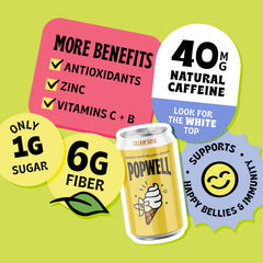 Popwell can in hand for size comparison and convenient energy
