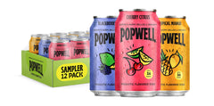 Popwell front packaging variety pack showing three flavors and convenience