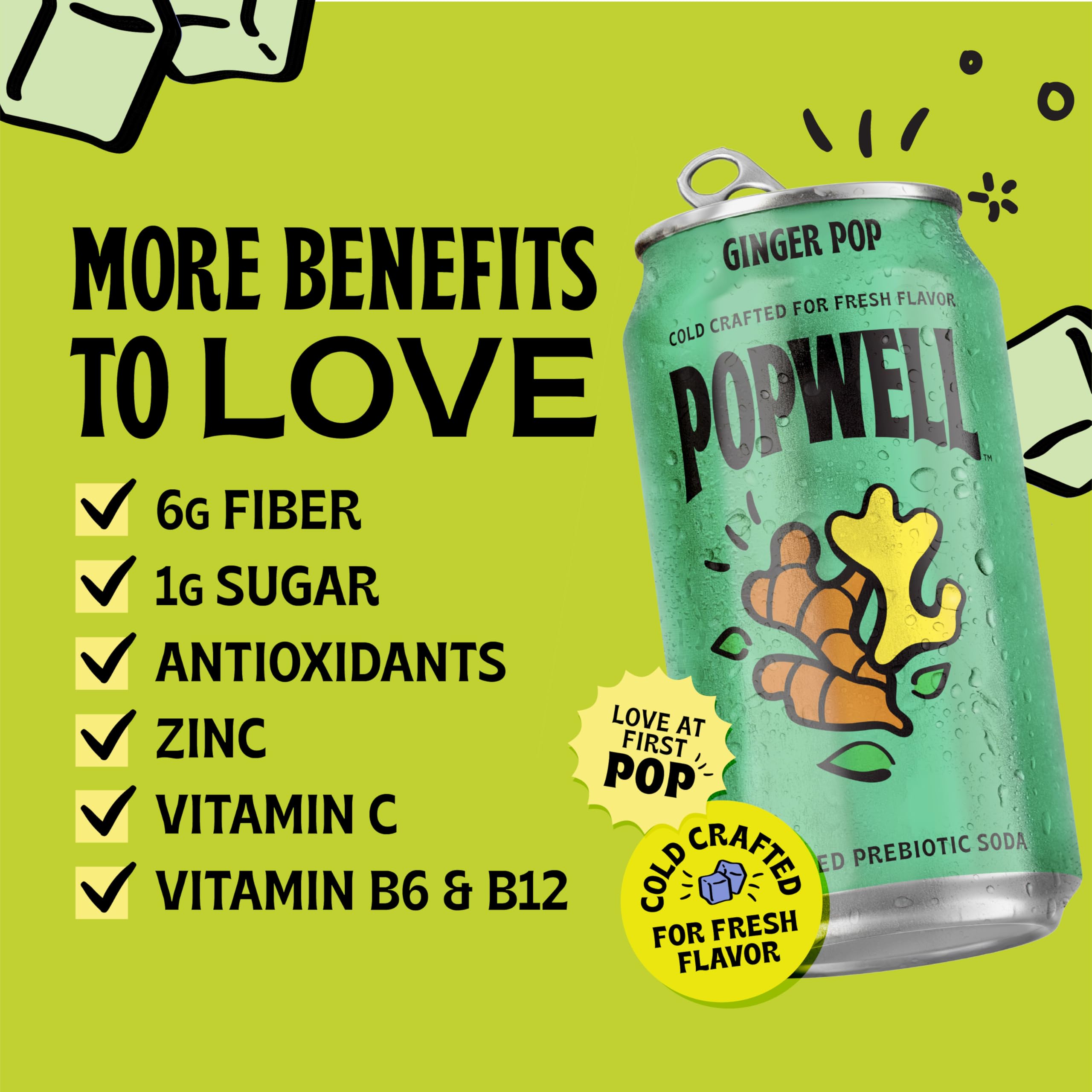 Popwell Ginger Pop can held in hand to show size and portability, convenient for on-the-go refreshment