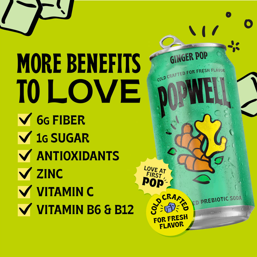 Popwell Ginger Pop can held in hand to show size and portability, convenient for on-the-go refreshment