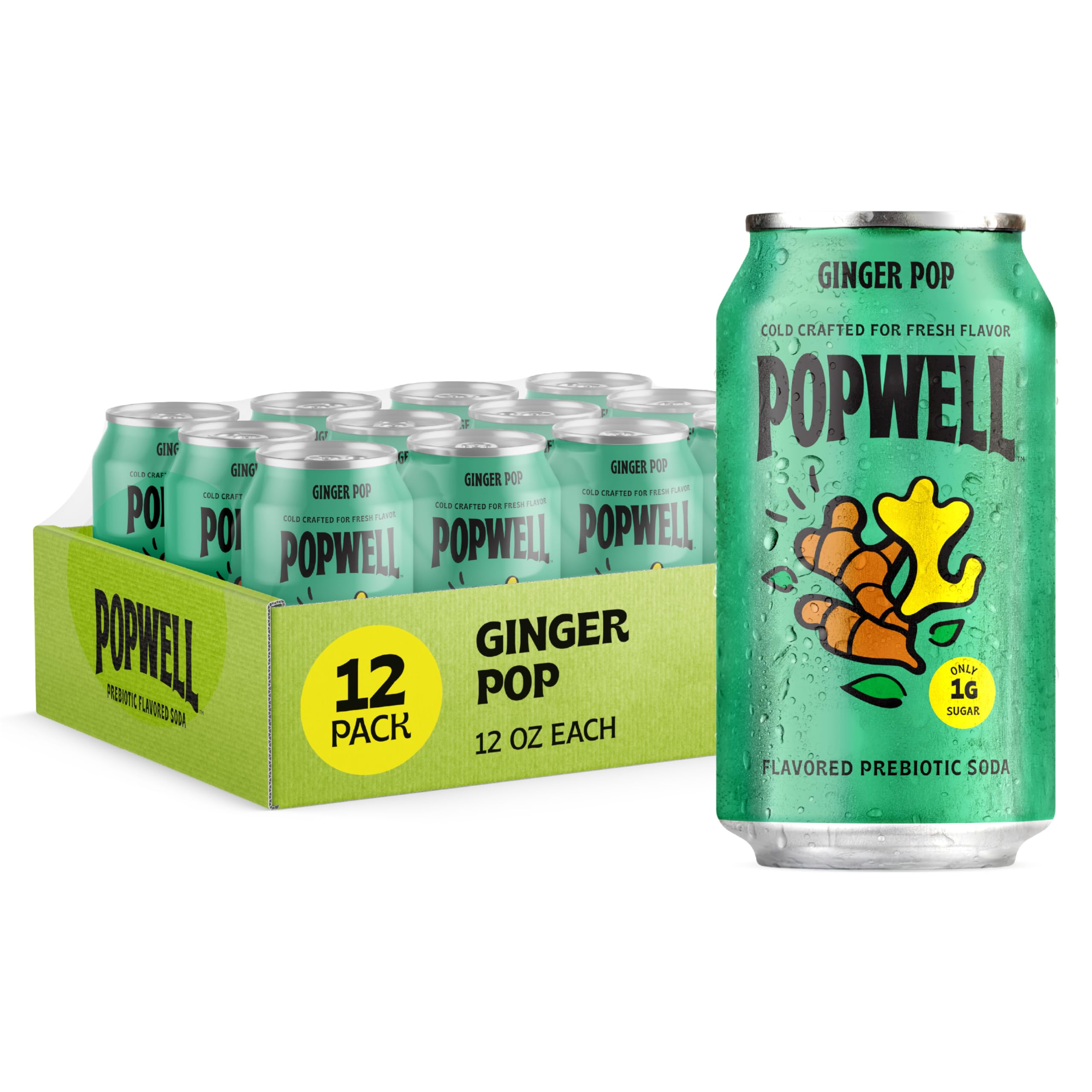 Popwell Ginger Pop front can view showing branding and ginger flavor, great for quick recognition