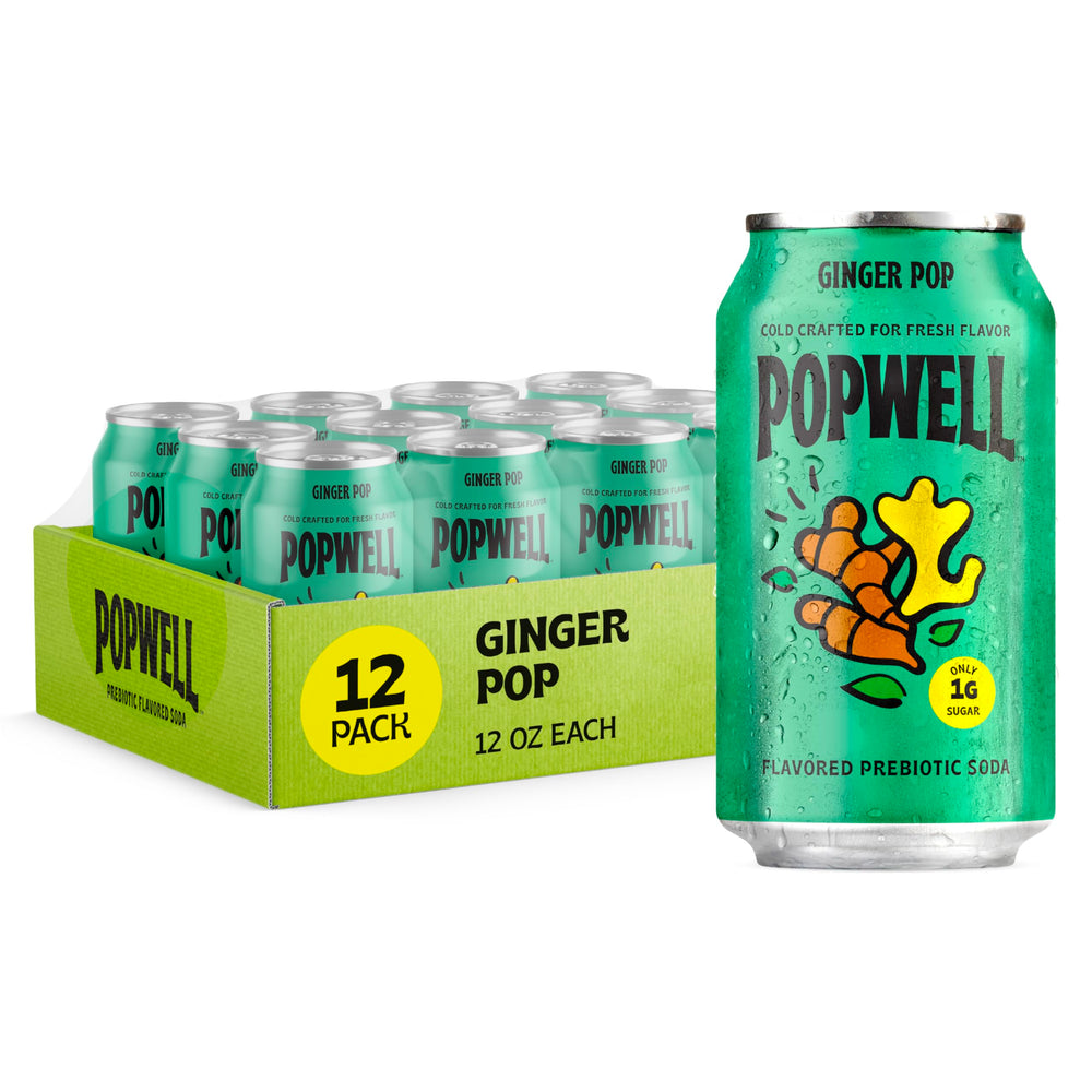 Popwell Ginger Pop front can view showing branding and ginger flavor, great for quick recognition