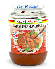 Por Kwan jar front label showing beef soup base and quick broth convenience