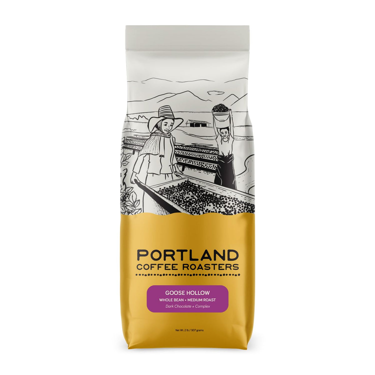 portland roasting whole-bean 32 oz front packaging showing label and bag seal for freshness
