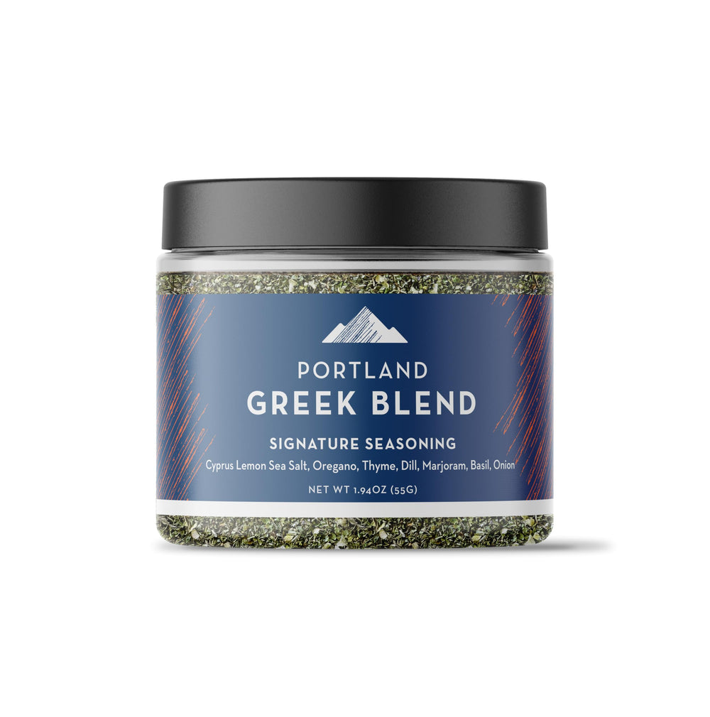 Portland Salt Co. jar front view showing Mediterranean seasoning and brand