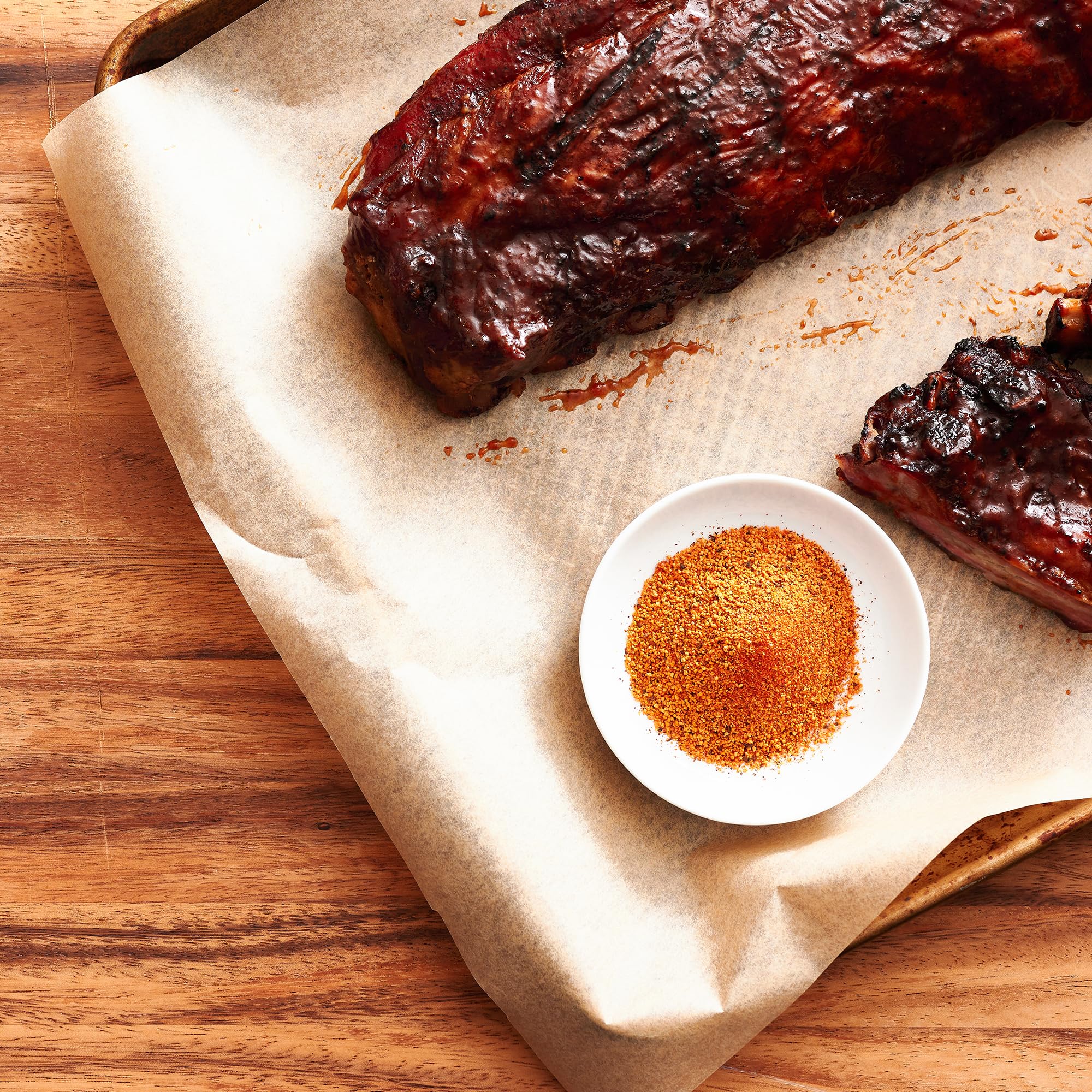 Portland Salt Co pork rub applied on ribs showcasing caramelized crust