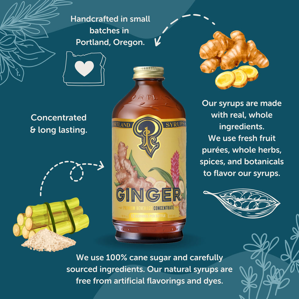 Portland Syrups ginger cocktail on ice demonstrating a ready-to-serve drink