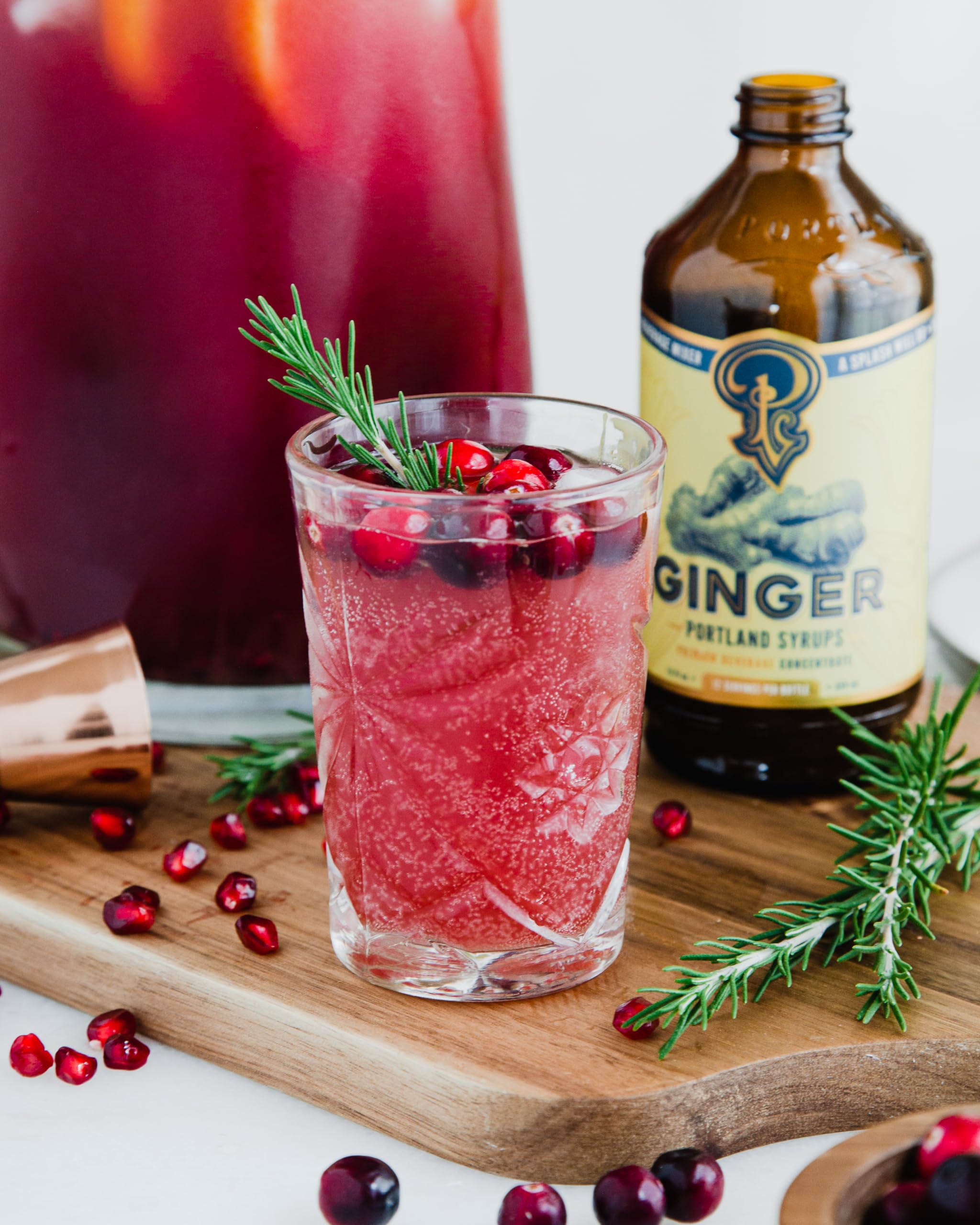 Portland Syrups ingredients with spoon of ginger concentrate showing natural source