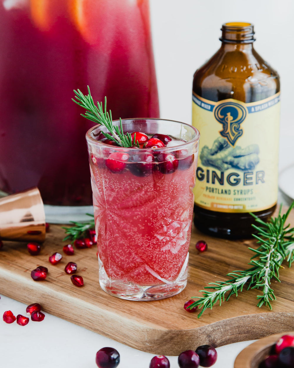Portland Syrups ingredients with spoon of ginger concentrate showing natural source