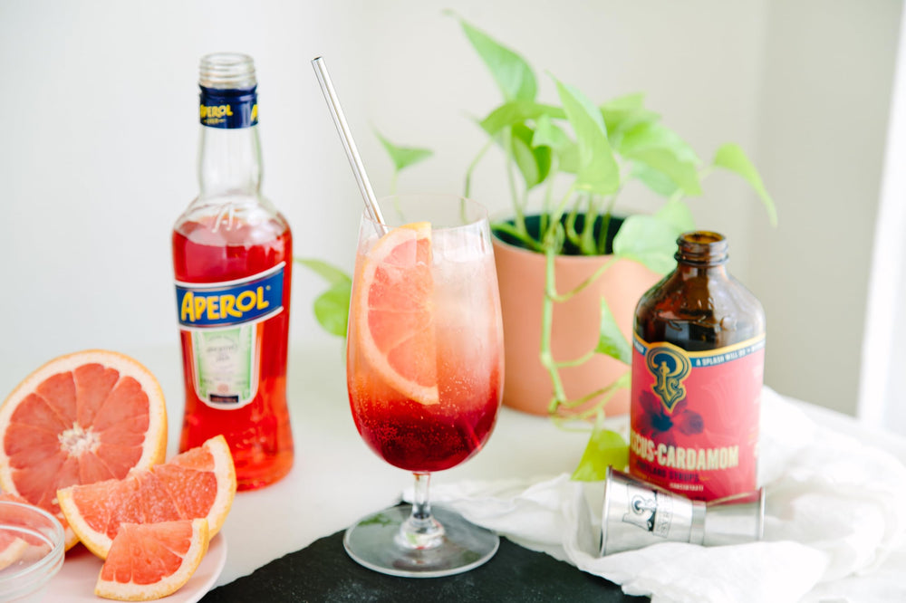Portland Syrups mixed into sparkling soda glass showing vibrant color benefit