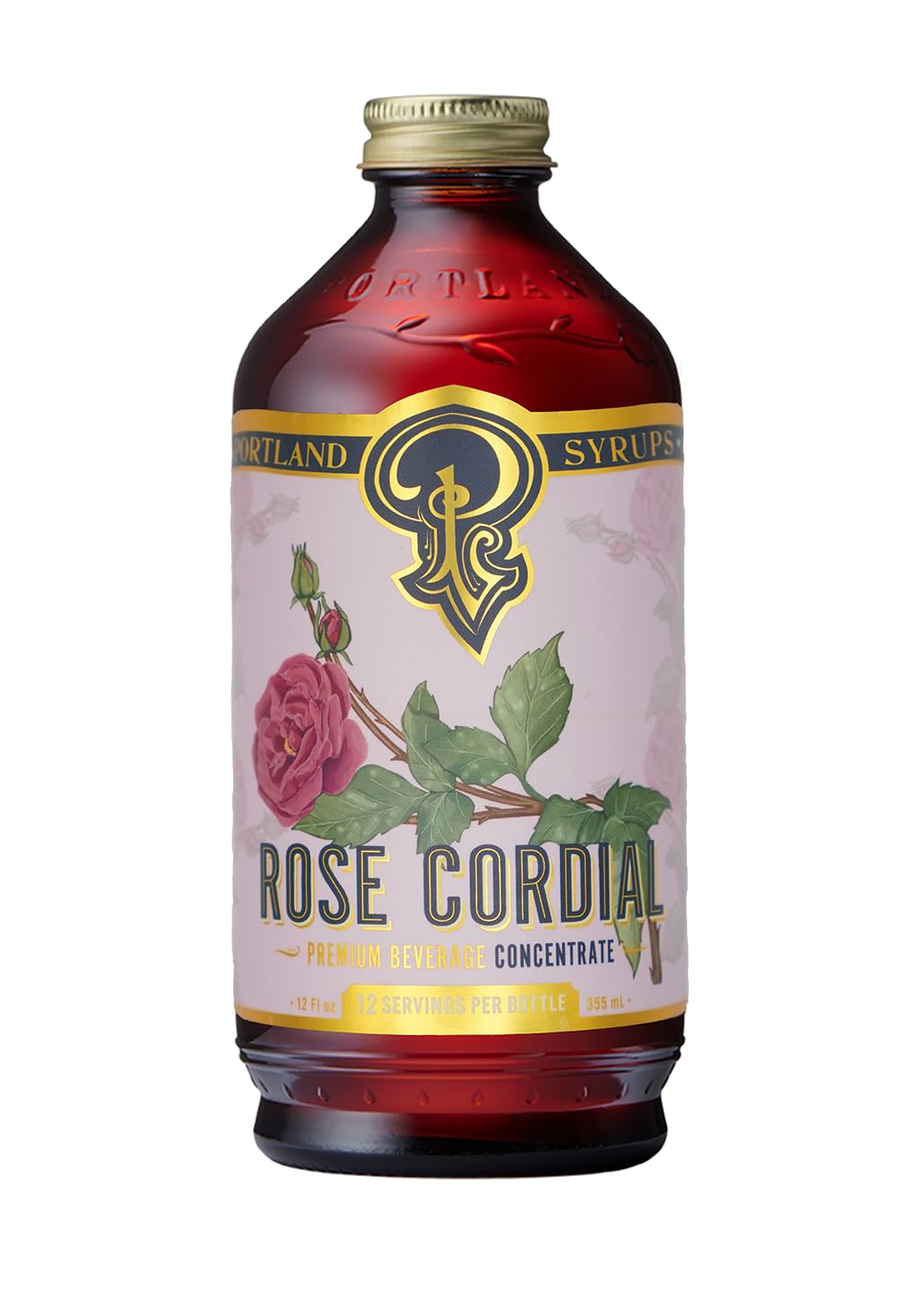 Portland Syrups front packaging showing 12 oz bottle and elegant label benefit: easy cocktail mixing