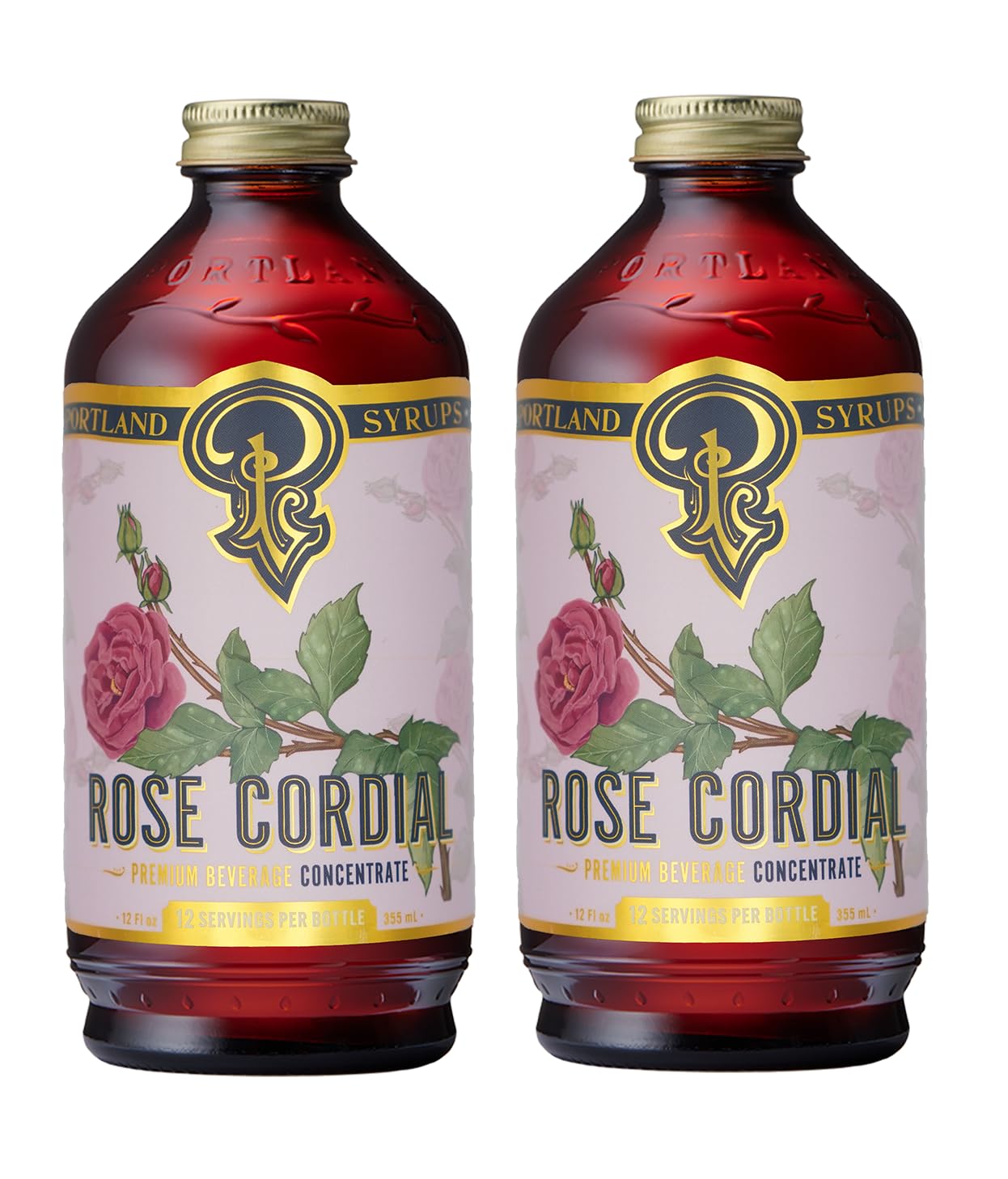 Portland Syrups front-packaging showing two 12 oz bottles for convenient servings