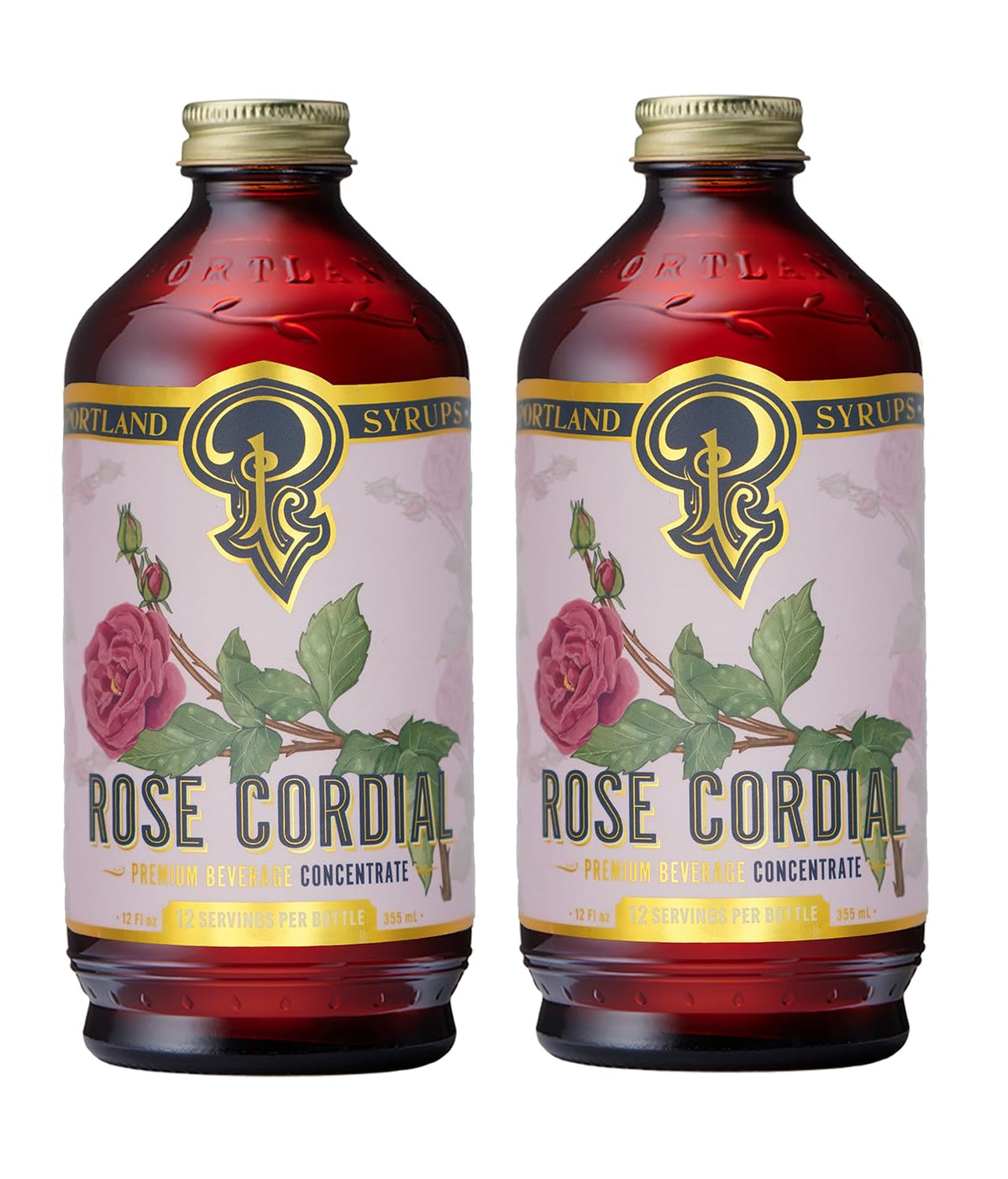 Portland Syrups front-packaging showing two 12 oz bottles for convenient servings