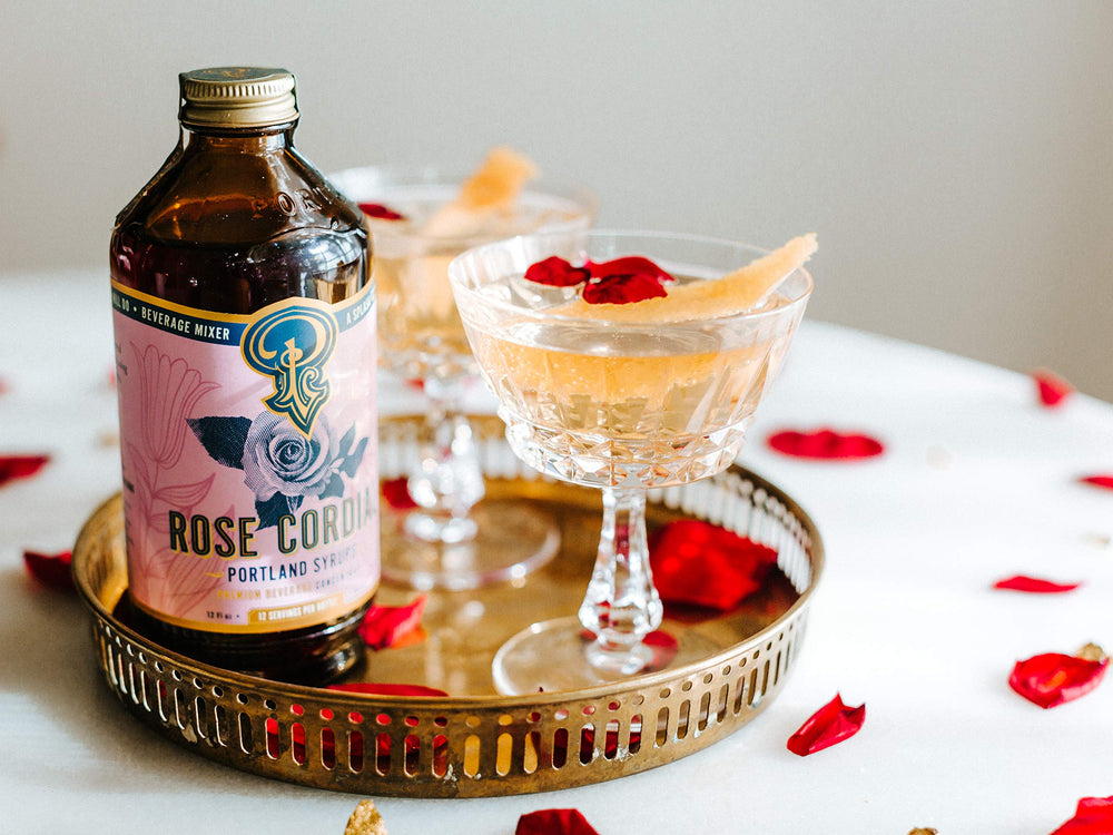 Portland Syrups mixed into sparkling soda showcasing refreshing floral soda idea