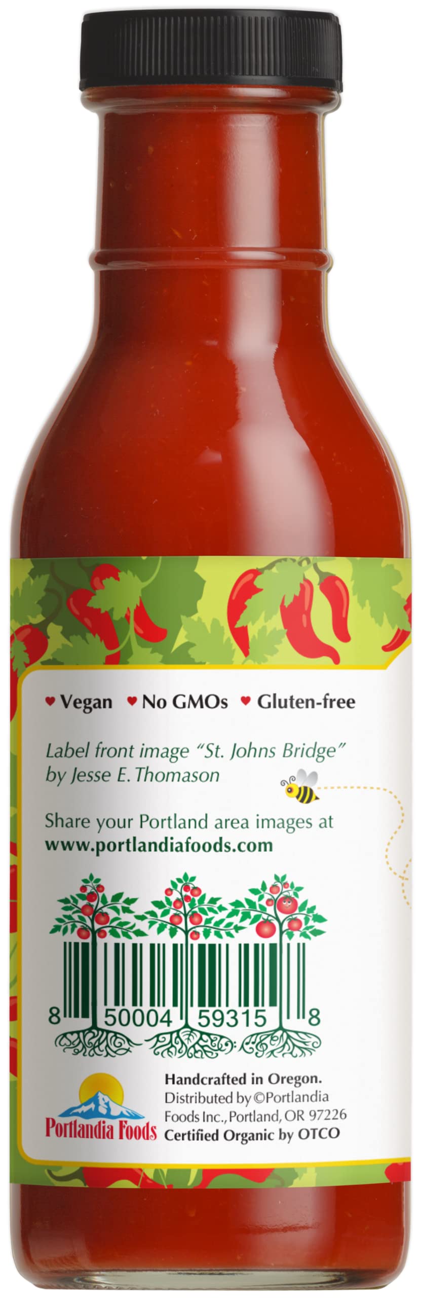 Portlandia Foods ketchup pour close-up capturing texture and spicy jalapeño flavor