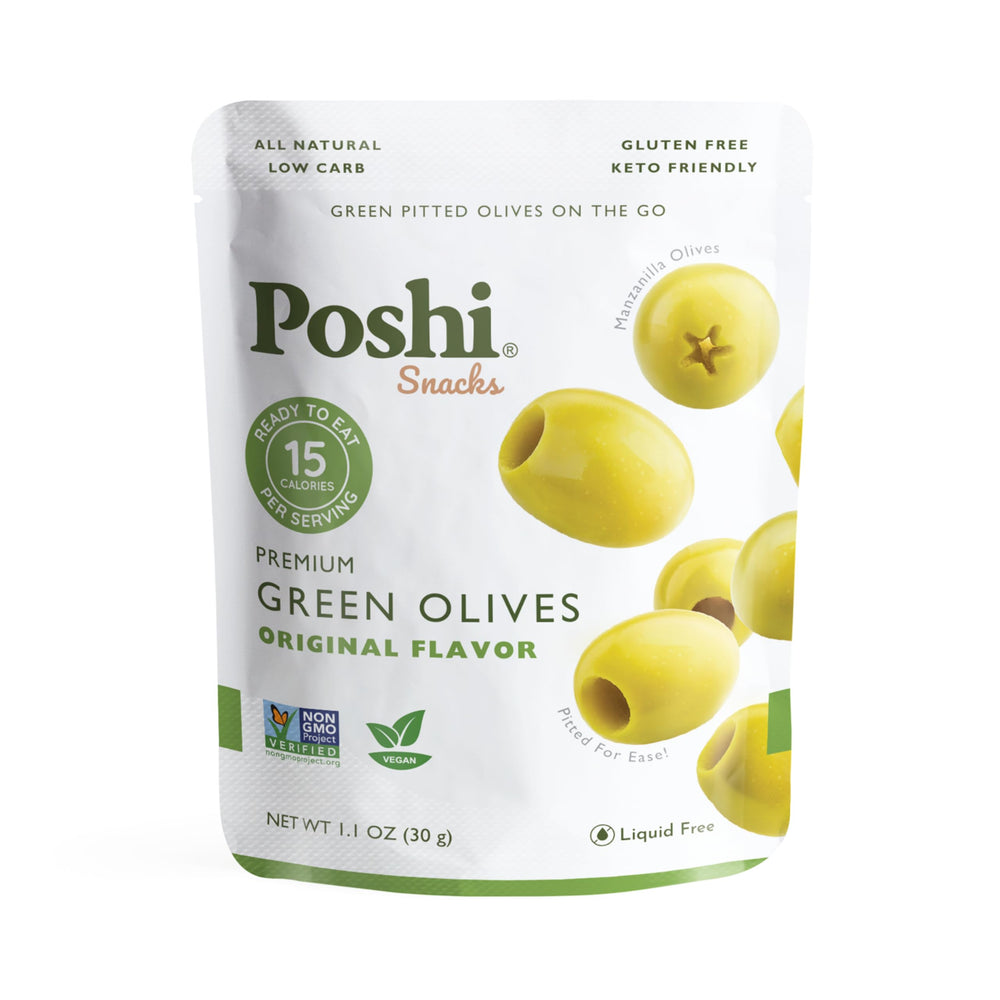 Poshi front packaging showing single-serve pouch and brand for easy grab-and-go