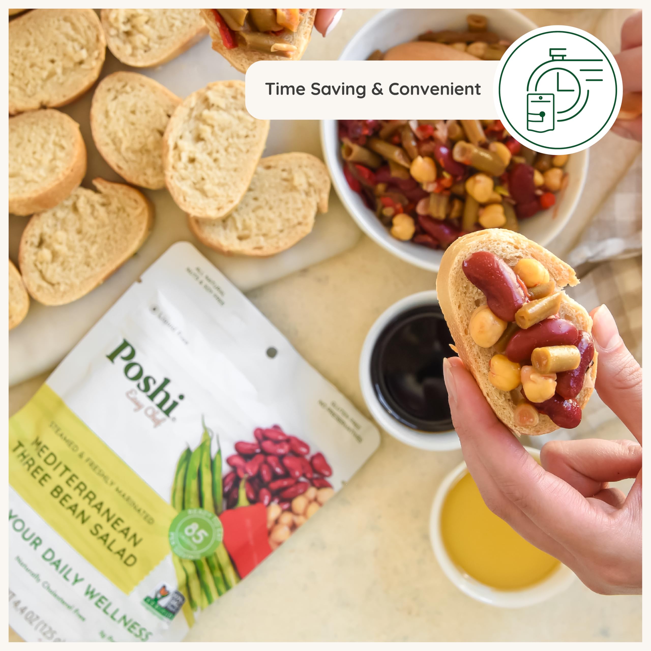 Poshi six-pouch pack displayed for pantry-ready convenience