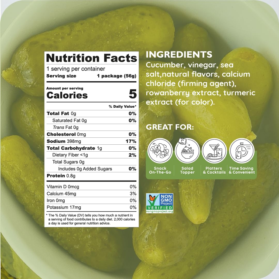 Poshi single-serve pouch opened displaying a ready-to-eat pickle for mess-free snacking
