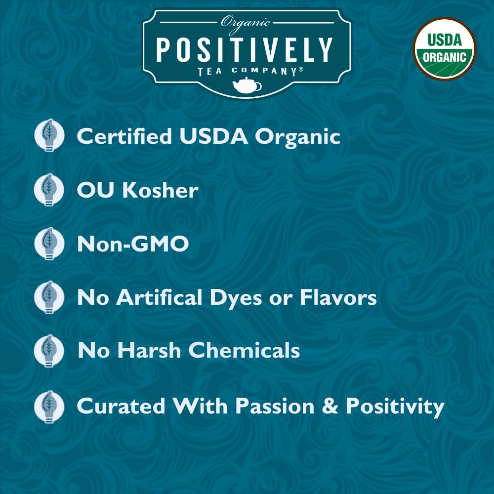 Organic Positively Tea brewed cup in hand demonstrating full-bodied morning strength