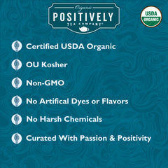 Organic Positively Tea brewed cup in hand demonstrating full-bodied morning strength