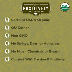 Brewed cup of Positively Tea yerba mate highlighting fresh, vegetal aroma