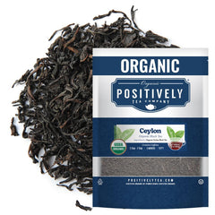Organic Positively Tea front packaging shows 16oz bag and organic badge for trust