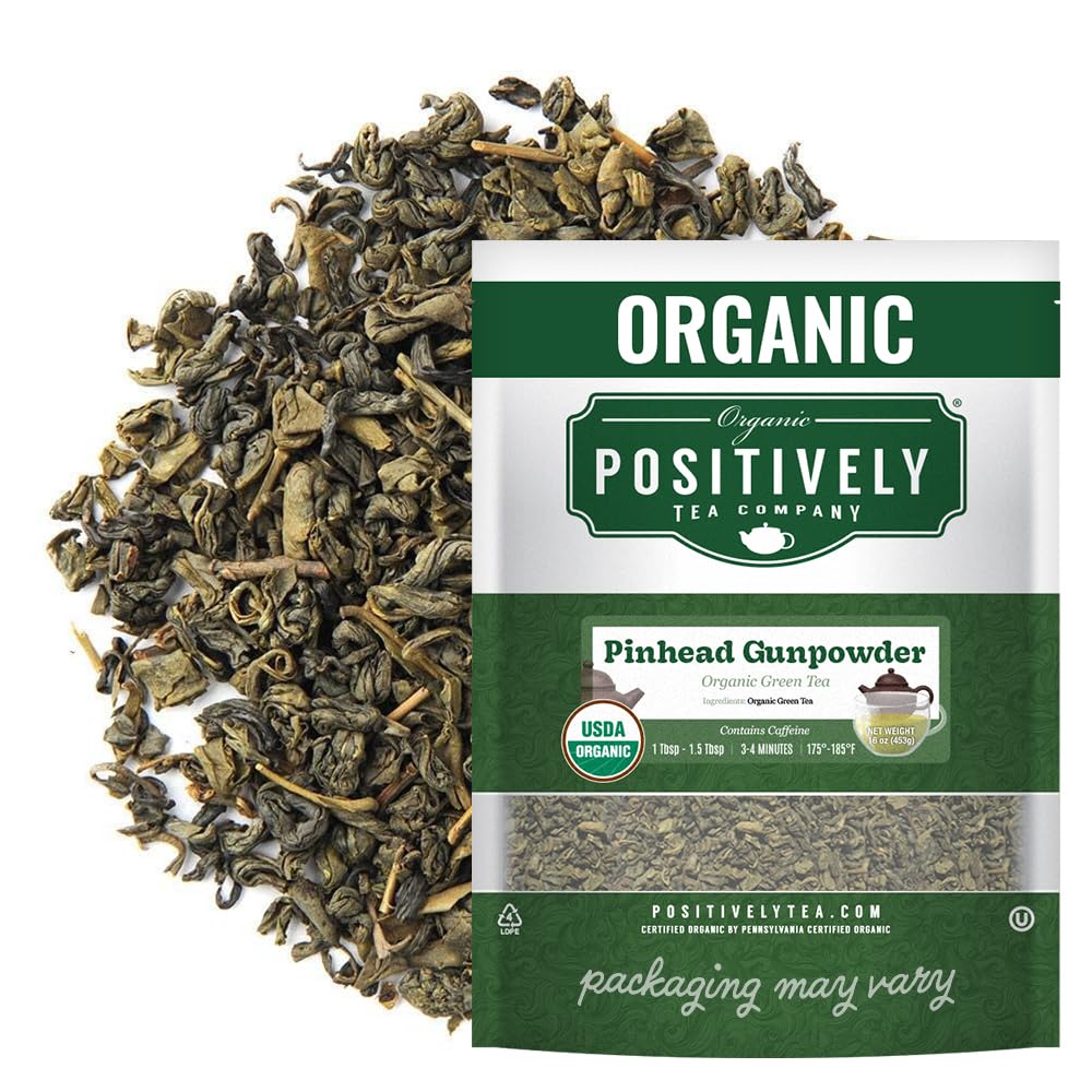 Organic Positively Tea front packaging showing 16 oz bag and branding benefit freshness