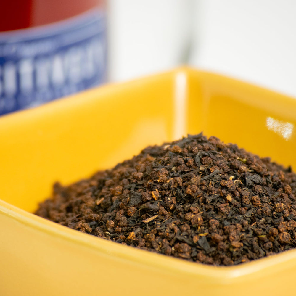Organic Positively Tea ingredient label closeup confirming USDA Organic and Non-GMO