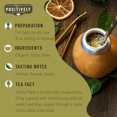 Raw unsmoked yerba mate leaves from Positively Tea showing natural texture