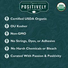 Organic Positively Tea close-up of glue- and bleach-free sachet material for purity
