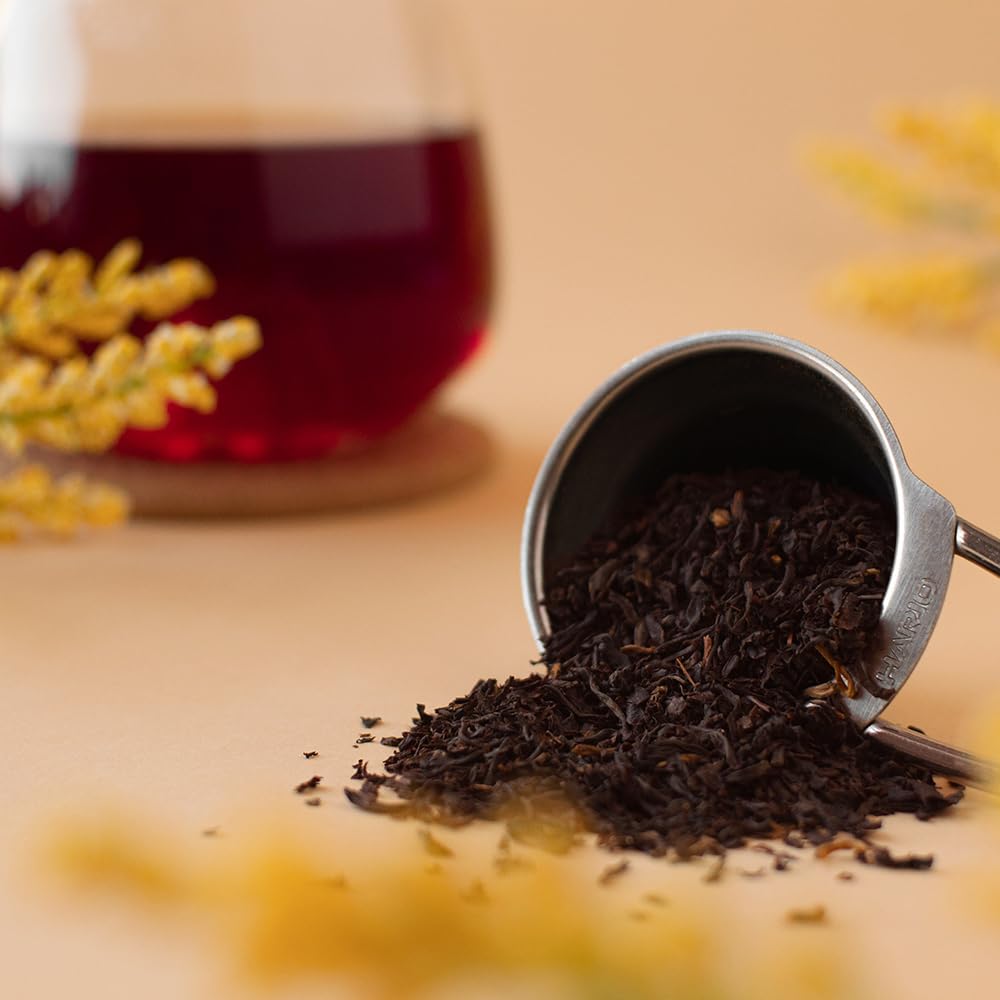 Organic Positively Tea with milk in breakfast scene demonstrates milk-friendly strength