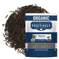 Organic Positively Tea front pouch showing 16-ounce packaging and organic seal for freshness