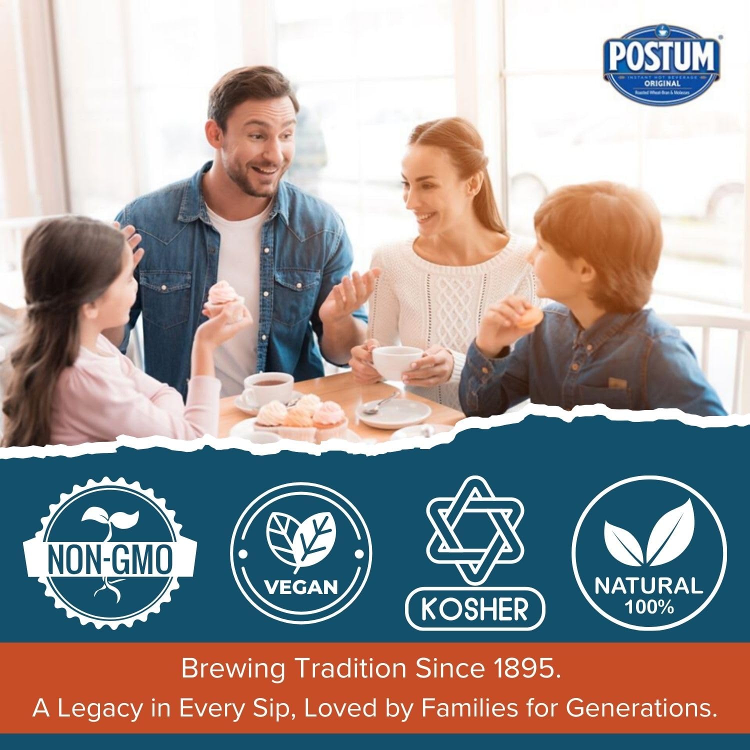 Cozy kitchen scene with Postum cup suggesting relaxation and night-friendly benefit