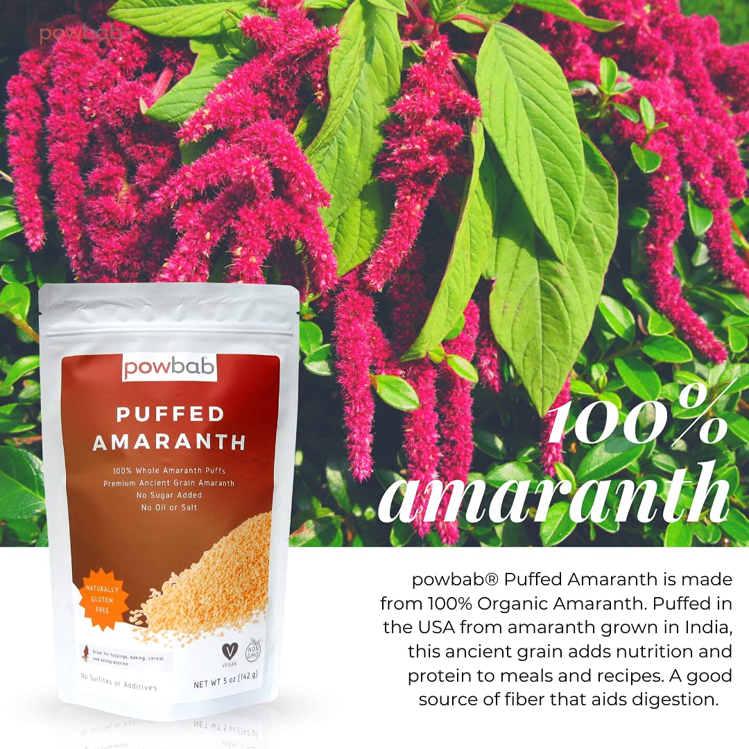 powbab close-up of tiny puffed amaranth texture revealing airy, crispy seeds for topping