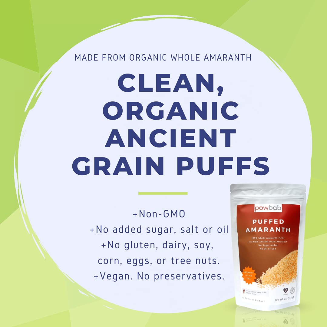 powbab nutrition label and ingredients panel, clear organic non-GMO product information