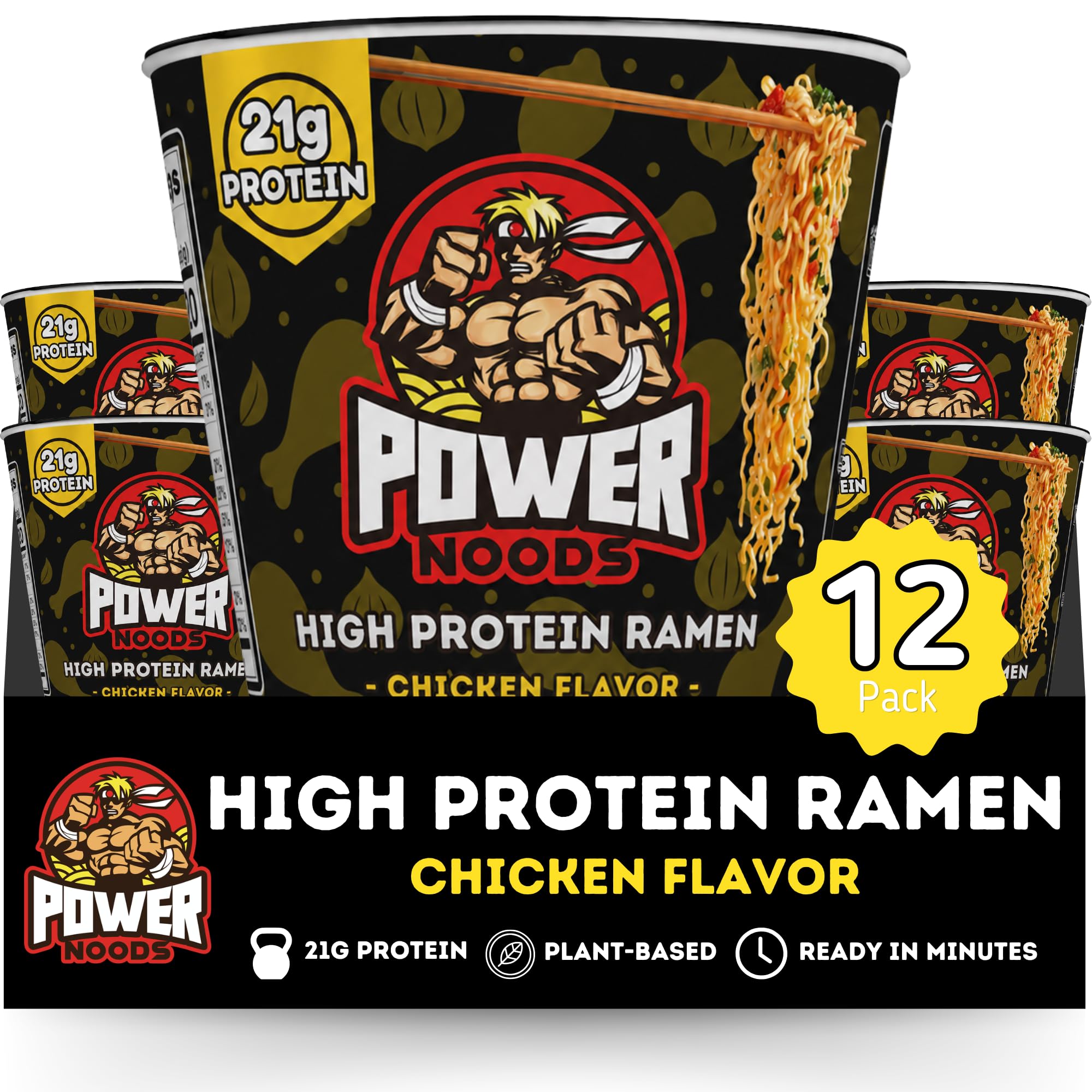 Power Noods front packaging showing cup and branding, quick high-protein meal