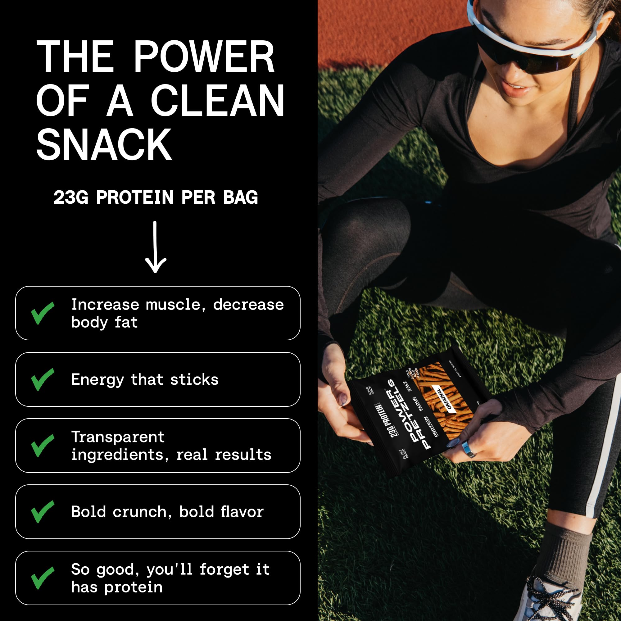 Power Pretzels six-pack arranged to show multi-pack convenience and storage