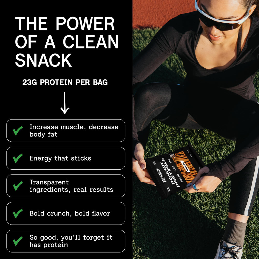 Power Pretzels six-pack arranged to show multi-pack convenience and storage