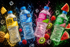 POWERADE bottle close-up label highlighting flavor and electrolyte benefit